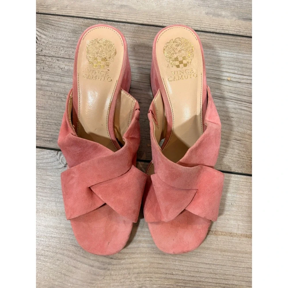 Vince Camuto Pink Stania Leather Sandals Women's 10 Chic Preppy Casual Vacation